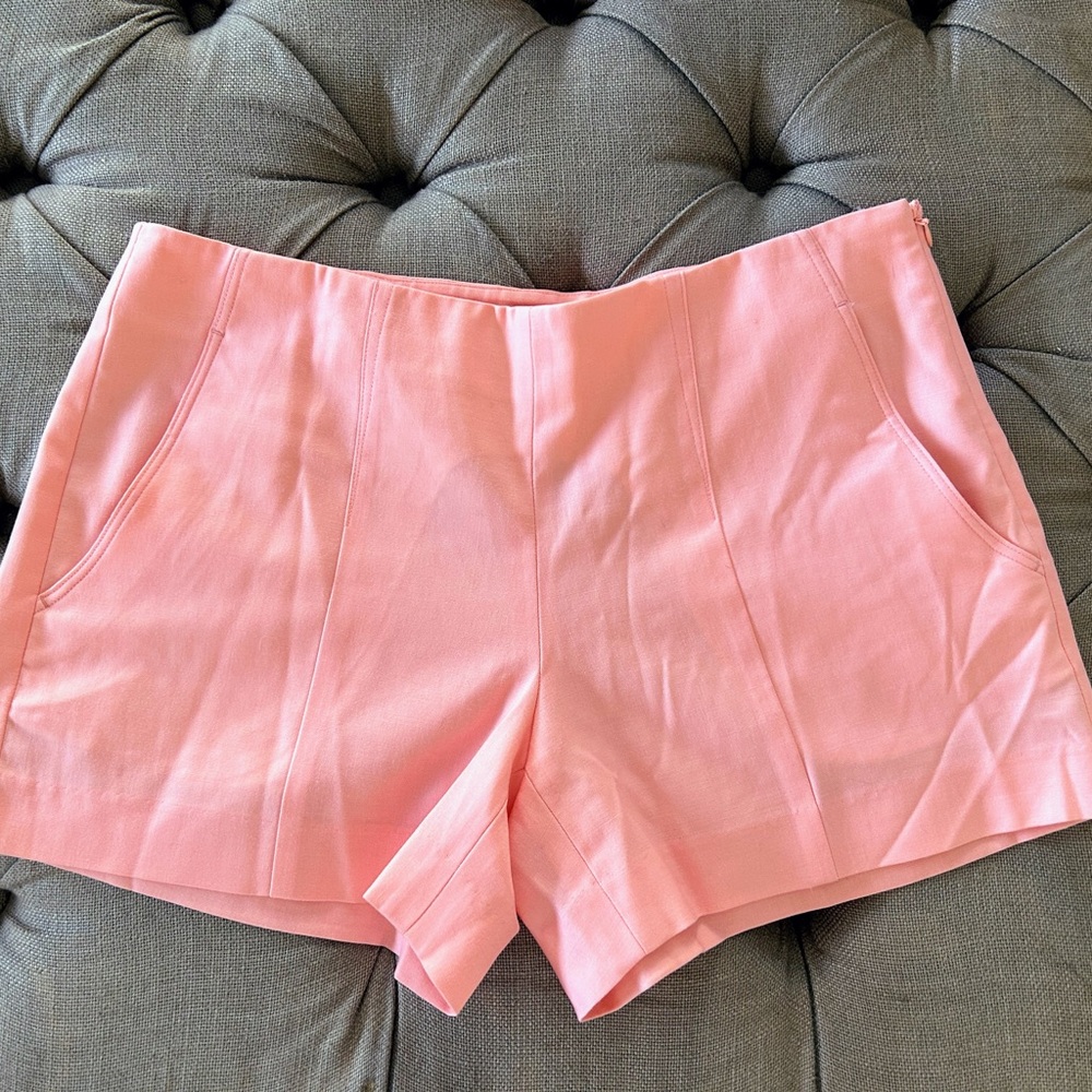 Theory Pink High Waist Tailored Shorts